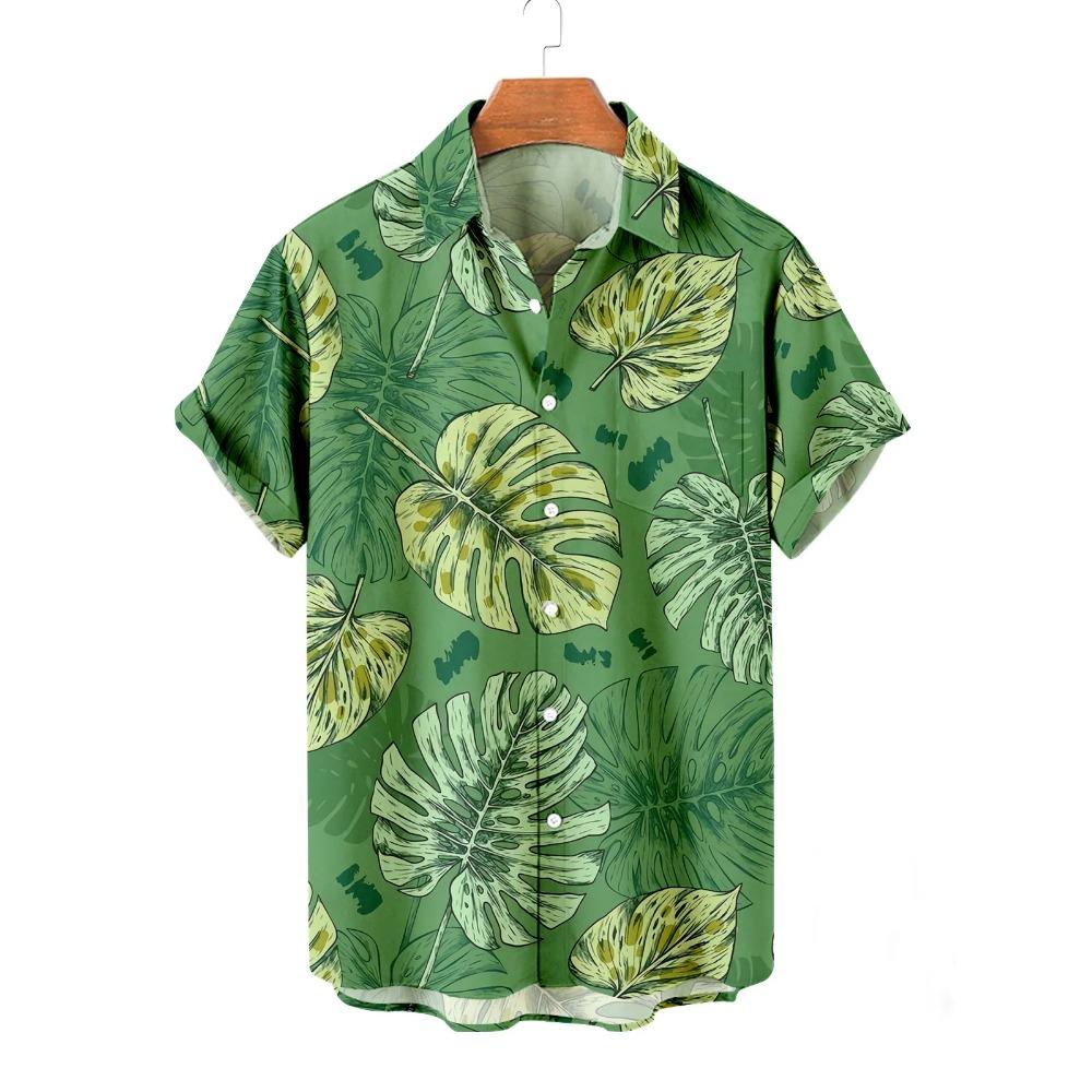 Summer Men's Flower Hawaiian Shirts Casual Vacation Short Sleeve Shirts Collar Button Up Shirt Fashion Steetwear for Mens