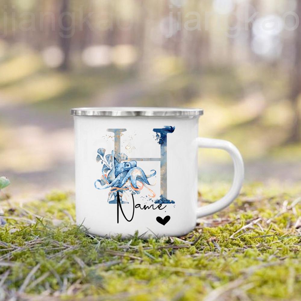 Personalized Mug for Kids Hot Chocolate Ocean Animal with Name Mug for Boys Kids Handle Mugs Birthday Party Favors Children Gift