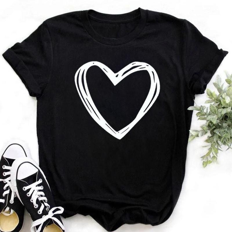 Fashion Women Casual Short Sleeve Love Printed  Tops Tee T-Shirt Blouse