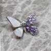 Luxury Purple Zircon Butterfly Brooch with Natural Seashell and Pearl, Gold-Plated Copper Pin for Women