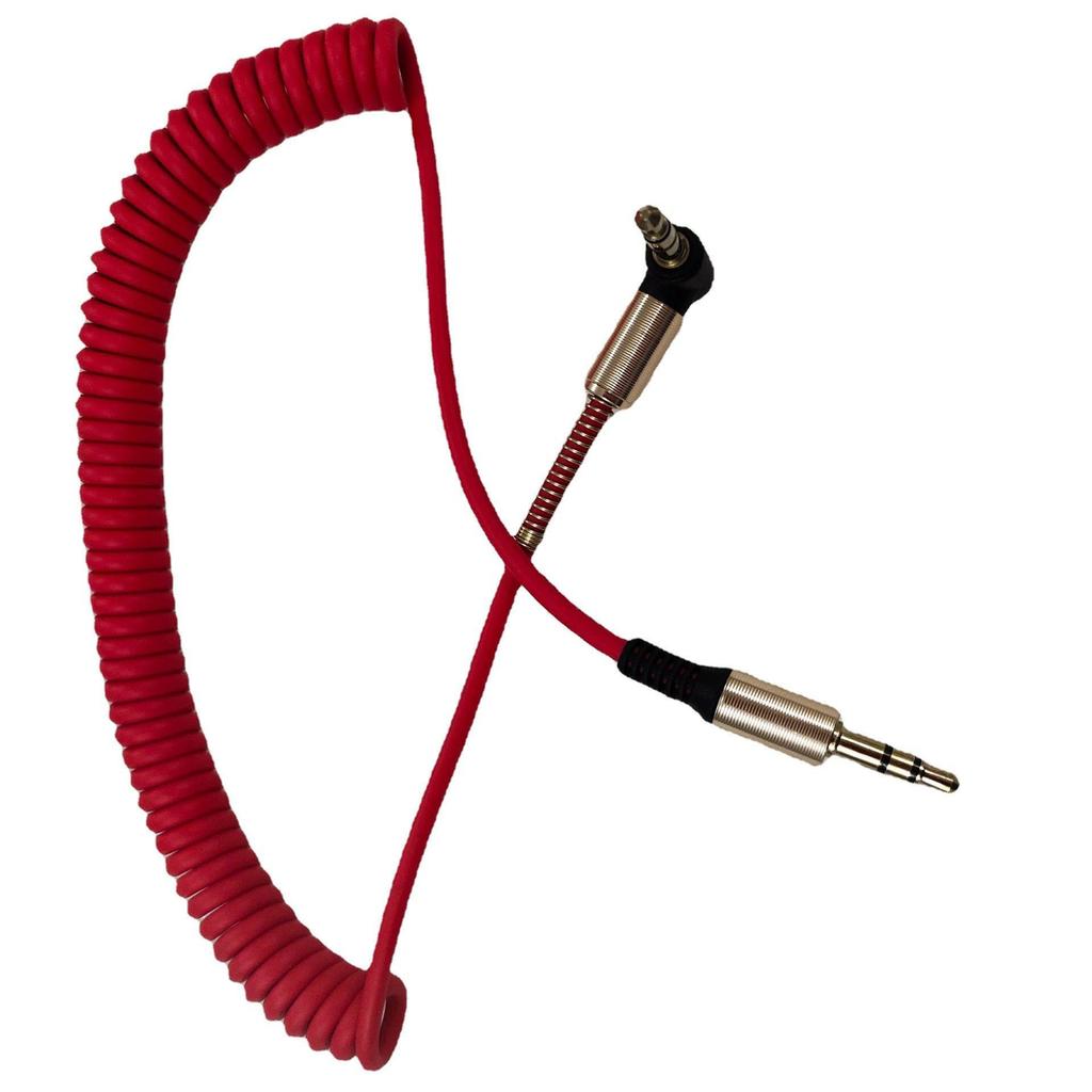 Retractable 1.5m AUX Audio Cable 3.5mm Male-to-Male, Elbow To Straight Head for Car Connection.