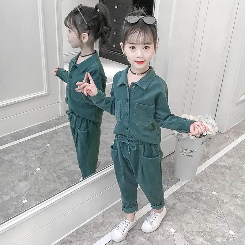 Girls' Suits Spring and Autumn Children's Clothing Children's Two-piece Korean Clothes Female Students Middle-aged Children's Suits