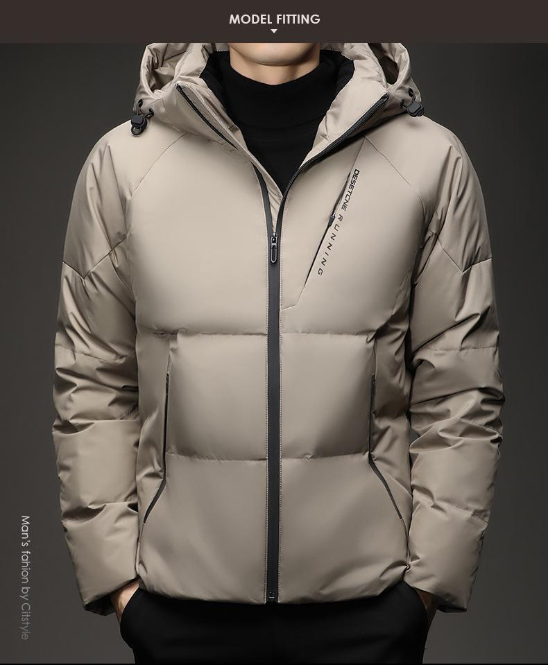 Men's Winter Hooded Down Jacket - Fashionable, Casual, Warm, Thick Windbreaker with White Duck Down Filling