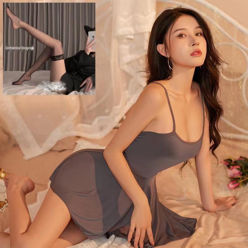 Verlockendes durchsichtiges Camisole-Nachthemd-Set