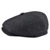 BOTVELA Tweed Lana 8 Pannelli Nero Spina di Pesce Cappello Newsboy Uomo Classico Stile 8 Pannelli Piatto Donna Berretto