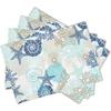Set of 4 Summer-Themed Placemats Featuring Ocean Designs, Including Starfish And Seashells. These Washable, Non-Slip, And Heat-R