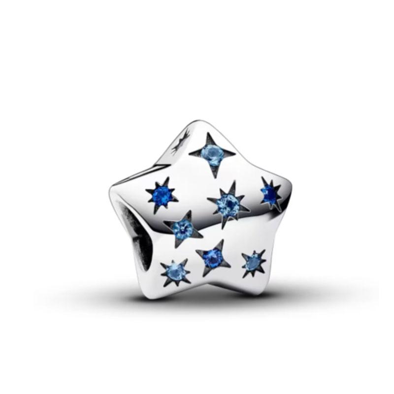 New 2024 925 Sterling Silver Plated Blue Pave Series Star Owl Butterfly Moon Pendant Diy Jewelry Bead Fit European Bracelet