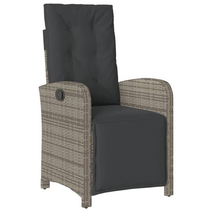 VidaXL Garden Recliner Chair and Footrest Grey Wicker 365187