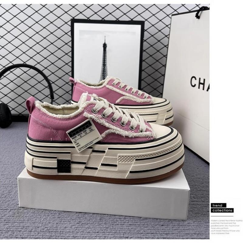

Breathable canvas little white shoes women s 2025 spring and autumn new niche thick-soled beggar shoes versatile height-increasing casual board shoes 35