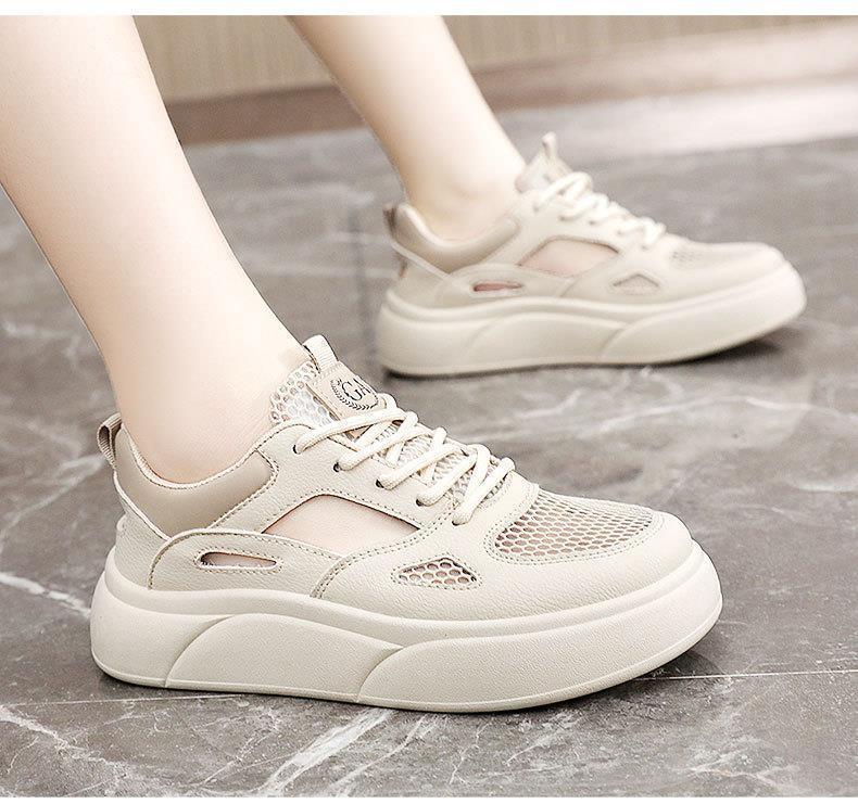 

Hollow soft-soled sports little white shoes women s 2025 summer new breathable mesh casual versatile thick-soled student board shoes 40 хаки