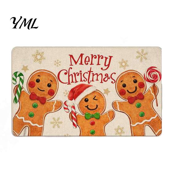 Christmas Bathroom Door Rug Mat, Festive Entrance Rug, 35" x 24" Non-Slip Washable Indoor Floor Mat Welcome Water Absorbent for Kitchen Holiday