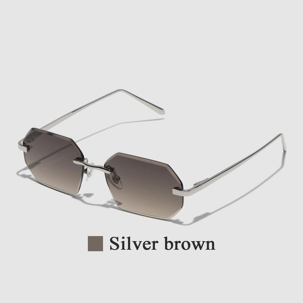 Ruiao Sunglasses Men Brand Designer Fashion Rimless Sun Glasses Shades Diamond Cut Lens Ladies Frameless Metal Eye glasses