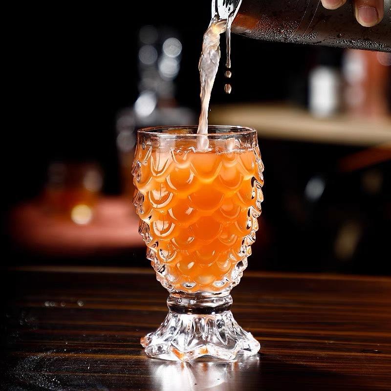 220ml Mermaid Glass Cup Milk Tea Ice Cream Cup Creative Fruit Juice Cold Drink Cup Fish Tail Fish Scale Cup Bar Tool