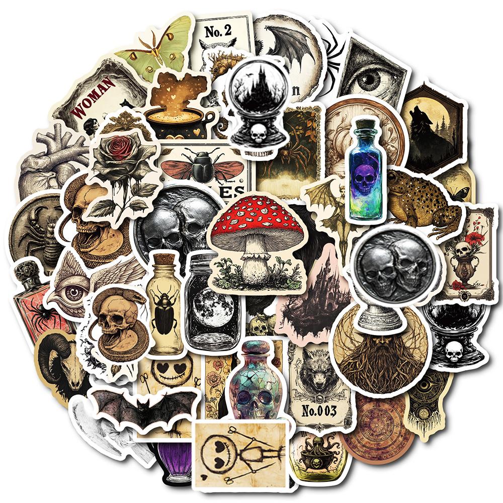 10 30 50Pcs Vintage Gothic Apothecary Stickers Halloween Cool Decals Decoration Diy Phone Skateboard Laptop Graffiti Decals Toy