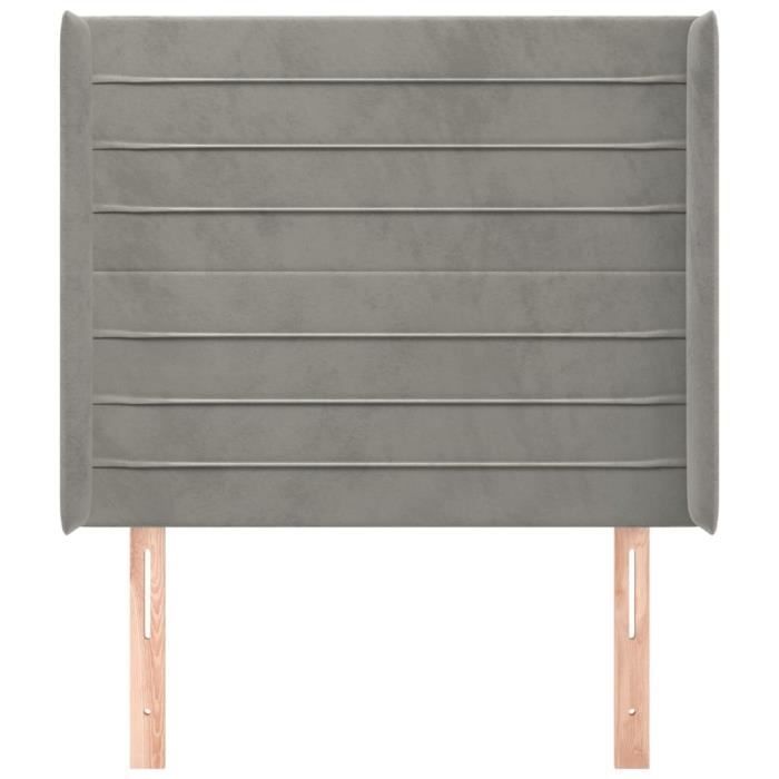 VidaXL Tête de lit avec oreilles Gris clair 83x16x118-128 cm Velours3119750