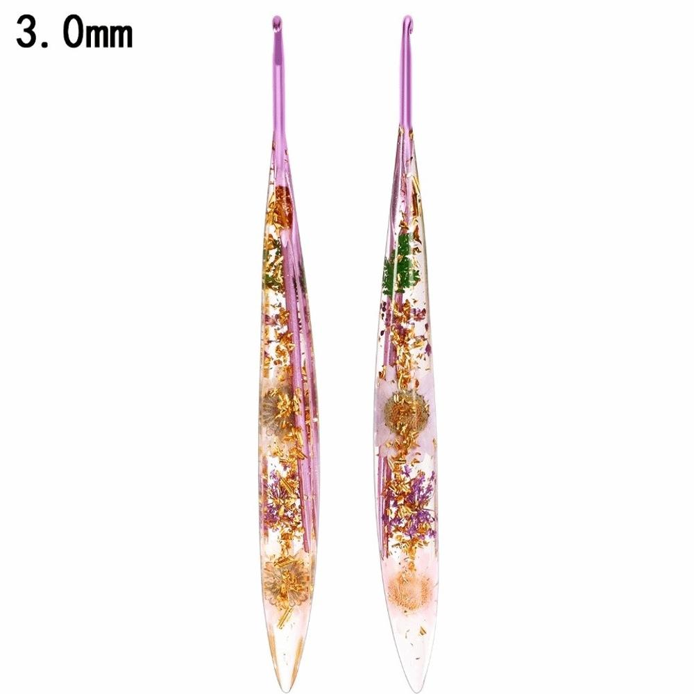 Useful Floral Resin Grips Crochet Hook Non-Slip Knitting Tools Weave Needle 2.0-6.0mm Yarn Knitting DIY Weaving Tools DIY Craft