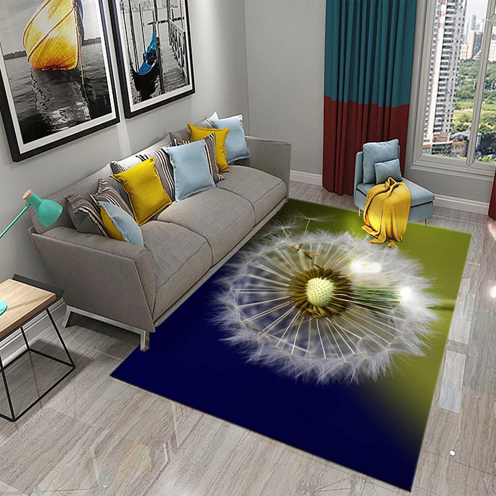 3D Löwenzahn Muster Teppich Fußmatte Rutschfest Badezimmer Schlafzimmer Wohnzimmer Teppich Fußmatte Küche Hauseingang Bodendekor Geschenke