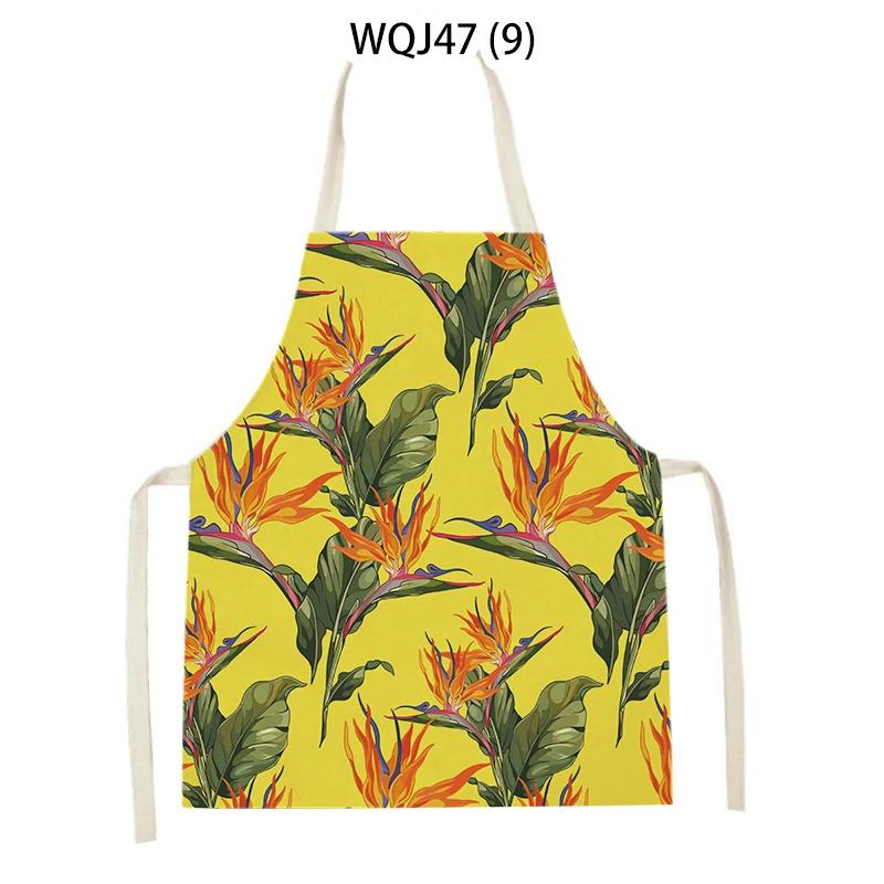 Retro Flowers Linen Kitchen Aprons Floral Printed Cooking Aprons for Women Men Baking Accessories Cleaning Pinafore Delantal