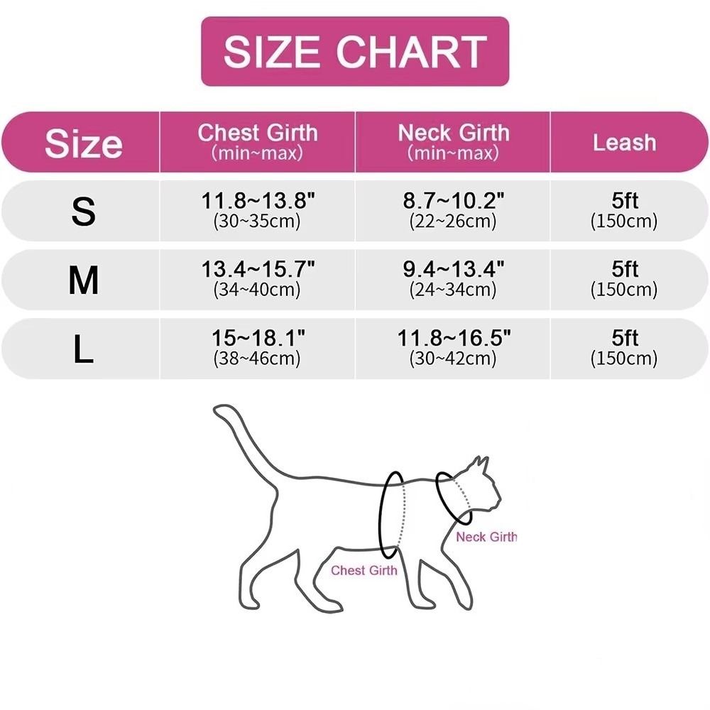 Adjustable Cat Harness and Leash Sets Reflective Dogs Accessories No-Pull Chest Strap  Outdoor