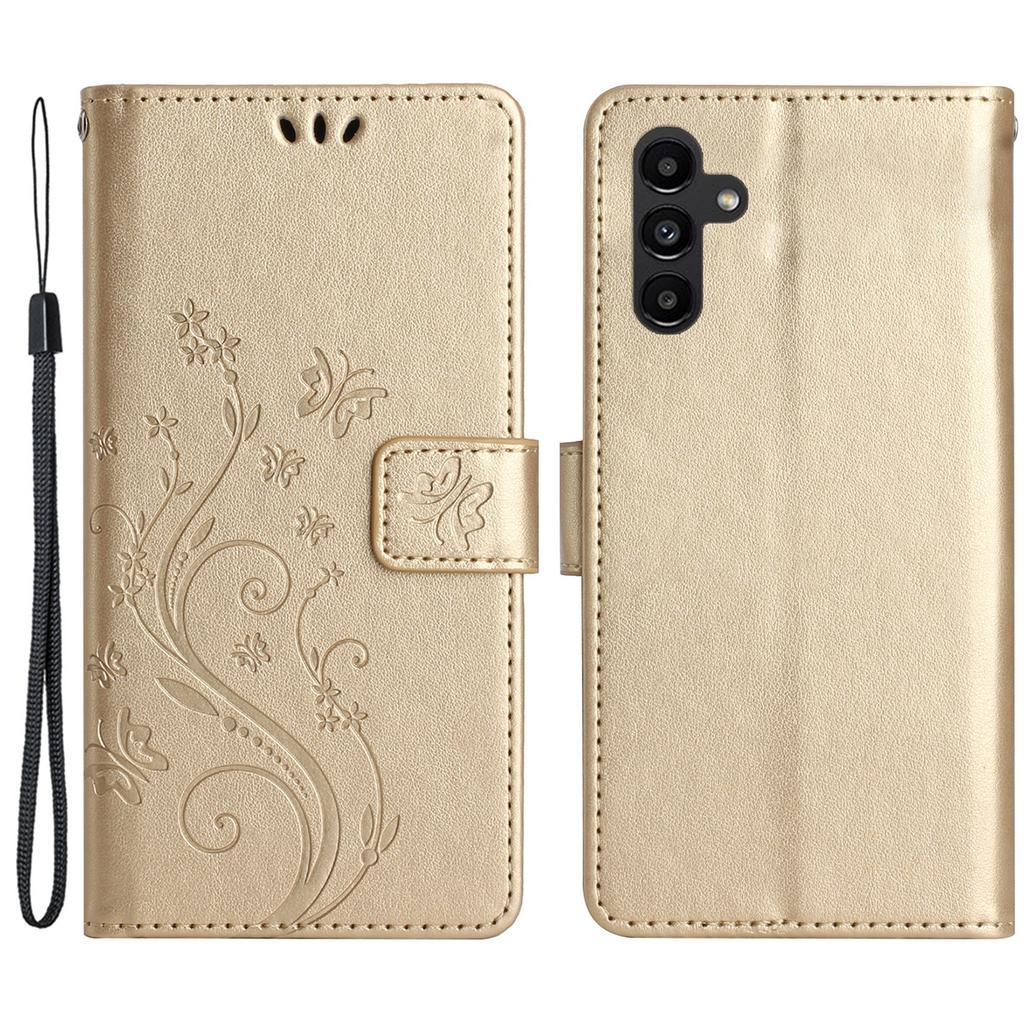 For Samsung Galaxy S24 FE Phone Case Butterfly Flower Imprinted Leather Flip Cover
