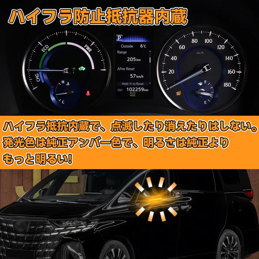 Luces Intermitentes de Espejo Retrovisor GemPro para Toyota RAV4 PHV Alphard y Vellfire Señales de Giro LED de Espejo Lateral de Repuesto Genuinas de (Serie 50), (30