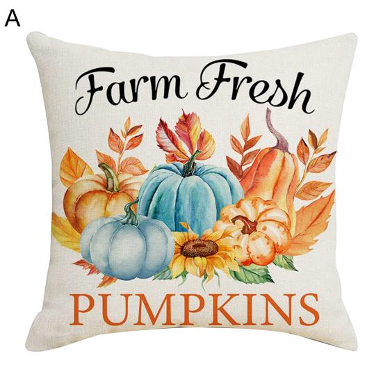 Cushion Case Single Side Printed Decorative Flax Fashion Farmhouse Thanksgiving Home Cushion Case Daily Use