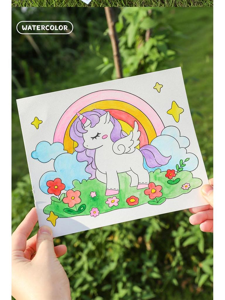 Kids' Watercolor Paint & Doodle Coloring Book for Kindergarten