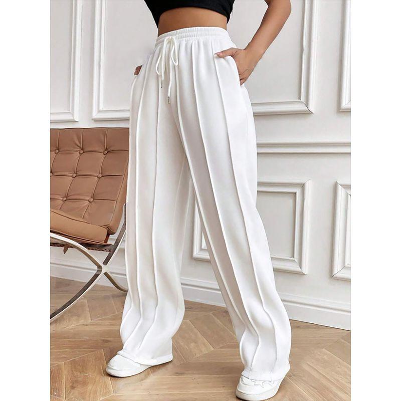Straight Leg Sports Pants2025 Women Clothes Casual Sweatpants Drawstring Vertical Stripes Straight Sweat Pants
