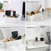 Desk Storage Box, Multifunctional Bamboo Deskstop Organizer with Wooden Partition Remote Control, Holder Pencil, Holder Pen, Vanity Table for Office