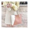 1 Pcs Women's Shopping Bags Casual Large Capacity Women's Patchwork Leather Tote Bag Double Tone Color Shoulder Bag Pu Leather