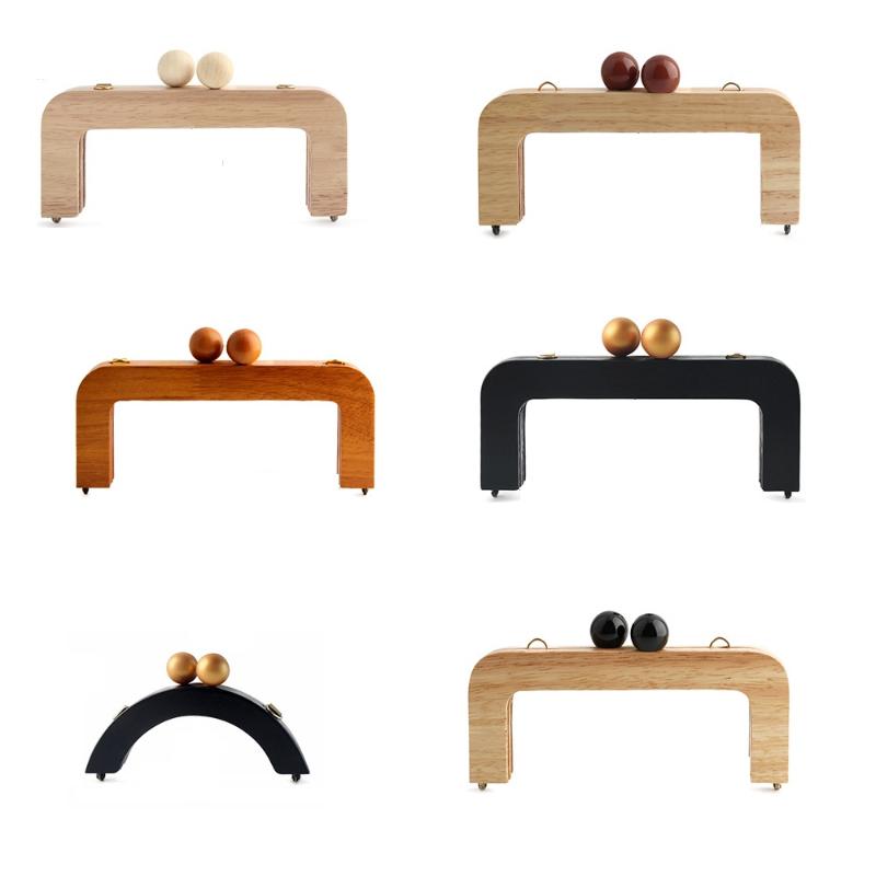 Stylish DIY Bag Mini Wooden Handle with Beads and Practical Kiss Clasp Closure