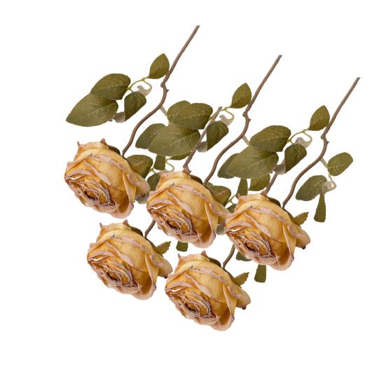 5Pcs Simulation Rose Realistic Faux Burnt Edge Rose Vibrant Colored Artificial Flowers for Home Decor Adult Sex Wear