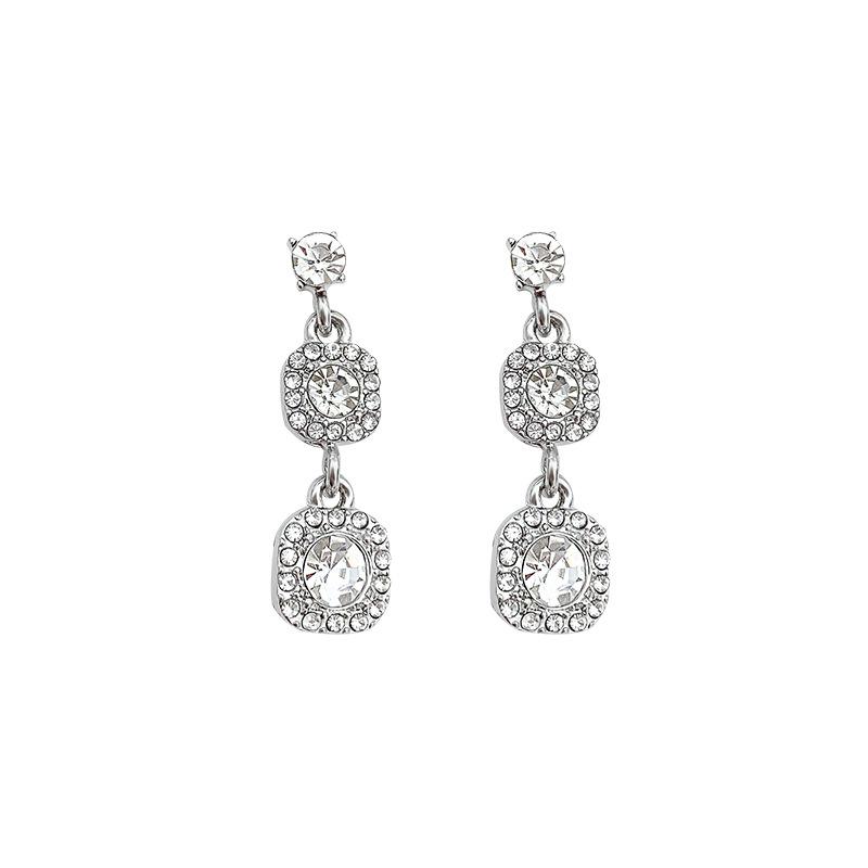 925 Silver Needle French Temperament Zircon Stud Earrings Women's Light Luxury Super Flash Earrings Celebrity Earrings