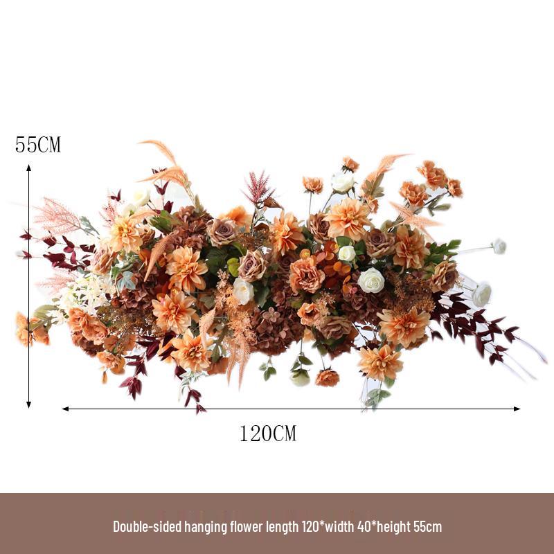 Retro Brown Floral Silk Flower Wall Hanging for Weddings and Events