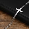 Vnox Edelstahl Herren Kreuzarmbänder, Verstellbares Rolo-Gliederketten-Armband, Christlicher Glaube Schmuck Geschenk