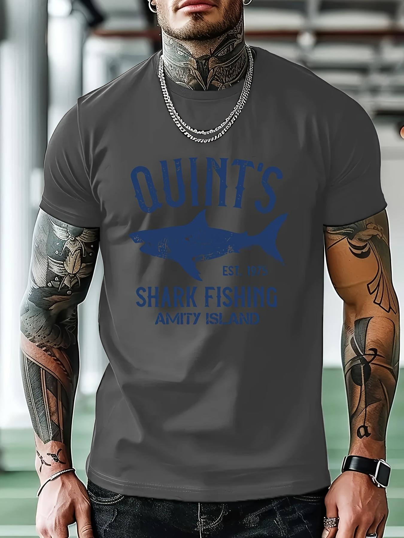 Casual Summer T-shirt - Quint S Shark Fishing Est. 1975 Graphic L