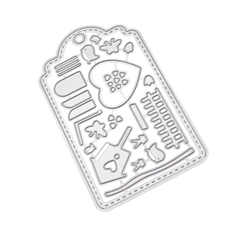 Luggage Card Frame Metal Silvery Stencil Embossing Cutting Dies For Diy Scrapbooking Paper Album Cards Making