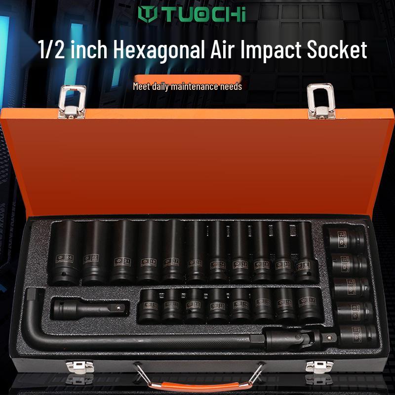 Heavy Duty Pneumatic Air Cannon Hex Socket Head Set, 1/2" Electric Extended Tool for Screwdriver