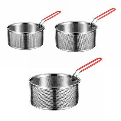 High Temperature Resistant Deep Fry Basket for Cooking Stainless Steels Deep Fry Basket Round Net Serving Food Strainers