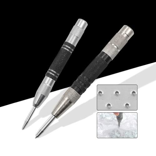 CHENSS Automatic Center Punch, High-Speed ??Steel, No Hammer Required, for Use with Electric Drills, for Drilling Pilot Holes In Metal, Wood, and Plas