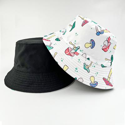 New Spring and Summer Mushroom Print Fisherman Hat for Women Wearing Versatile Sun Hat Outdoor Sun Protection Pot Hat