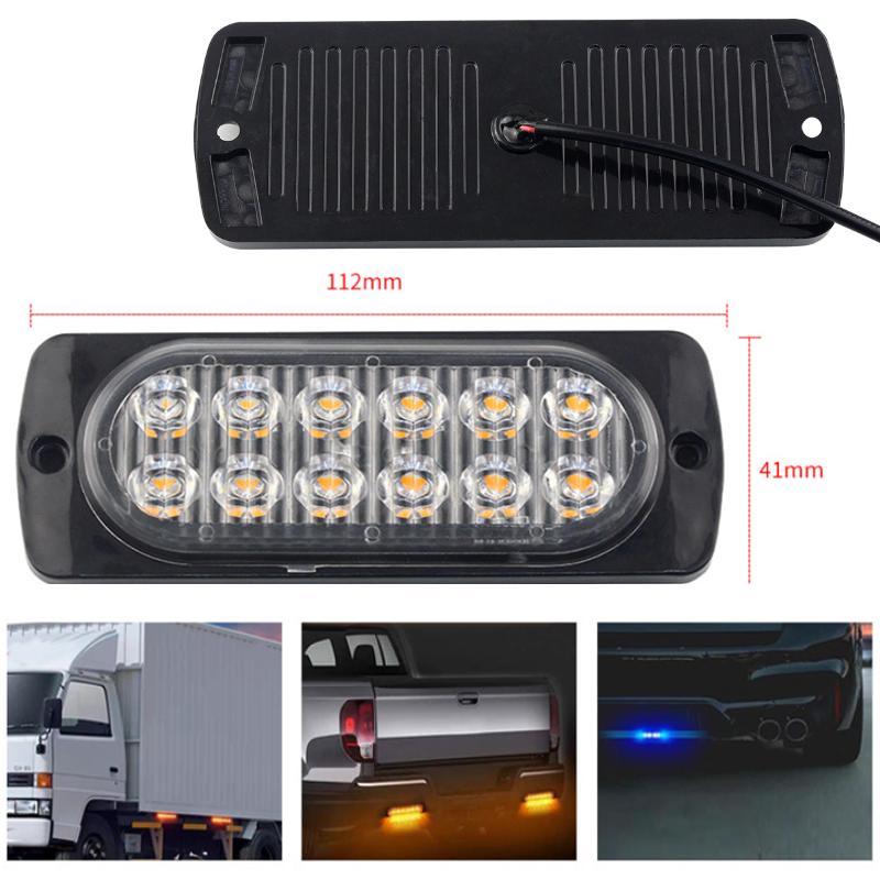 12 LED Strobe Warning Light Strobe Grille Flashing Lightbar Car Truck Beacon Lamp Amber Yellow Traffic Lights Car Accessories