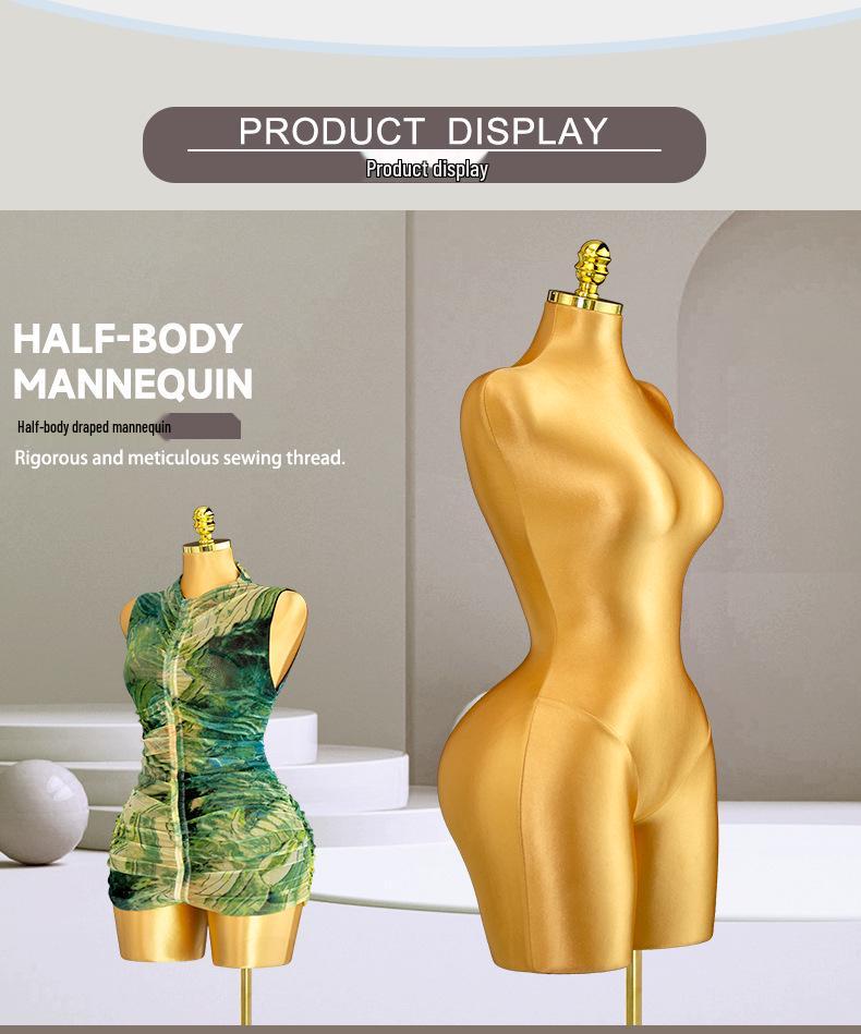 Plus-Size Fabric-Wrapped Mannequin: Women's Half-Body Display Stand, Pin-able for Clothing Store Window.