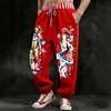 Pantaloni Jogger Denim cu Imprimeu Digital 3D pentru Bărbați - Croială Largă Americană și Margini cu Catarame - Pantaloni Lungi Street Hip-Hop