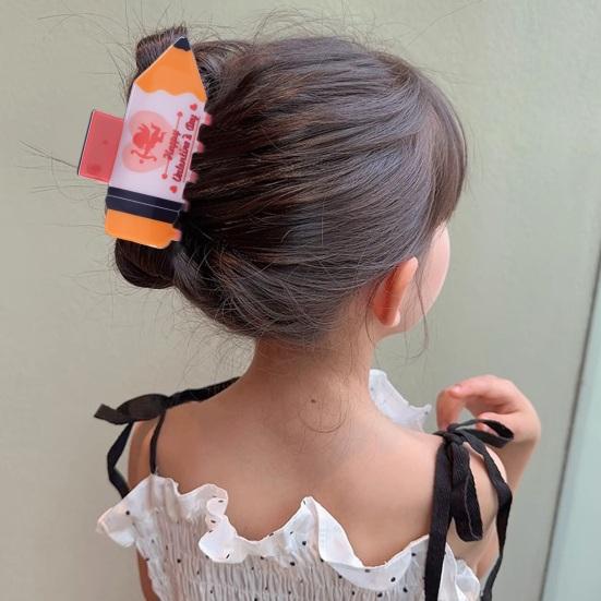 Women Hair Claw Heart Pattern Pencil Shape Hair Clip Back Head Shower Shark Hair Claw Back To School Hair Accessories