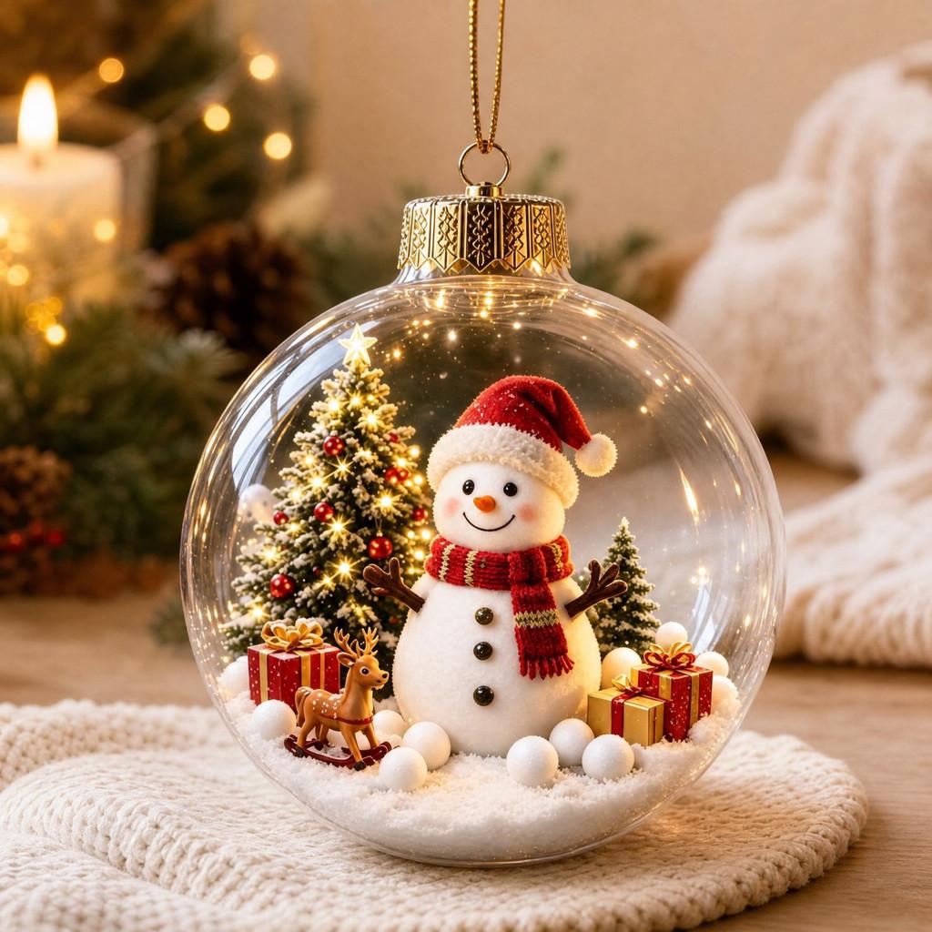 Christmas Acrylic Transparent Crystal Ball Decor With Glowing 3d Effect For Home Decorations