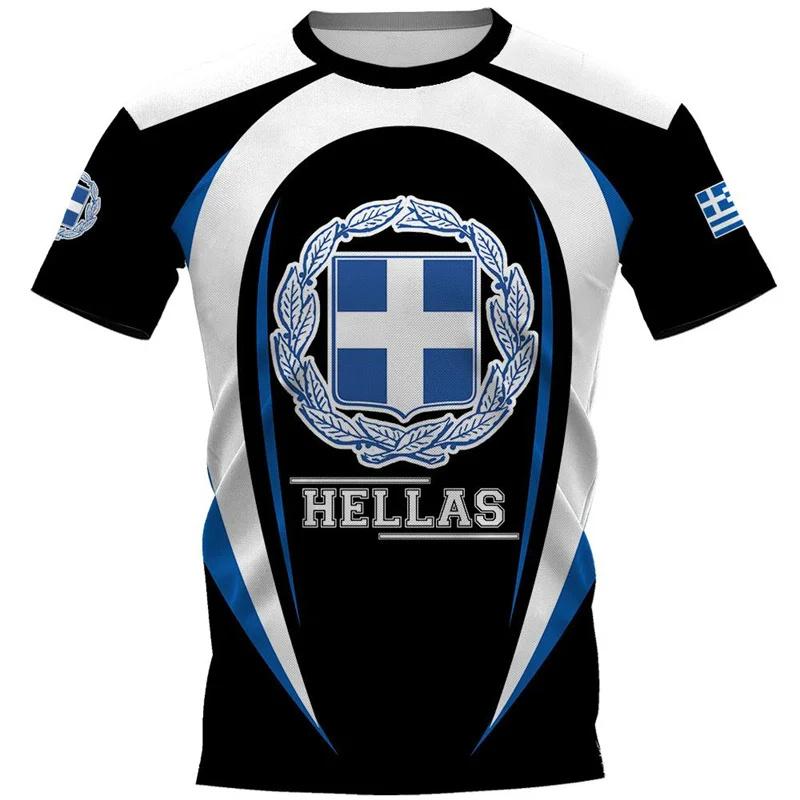 ETST25 Hellas Totem Griekenland Embleem Grafische T-shirts Herenkleding 3D Print Griekse Nationale Vlag T-shirt Mode Streetwear Tops T-shirt XL