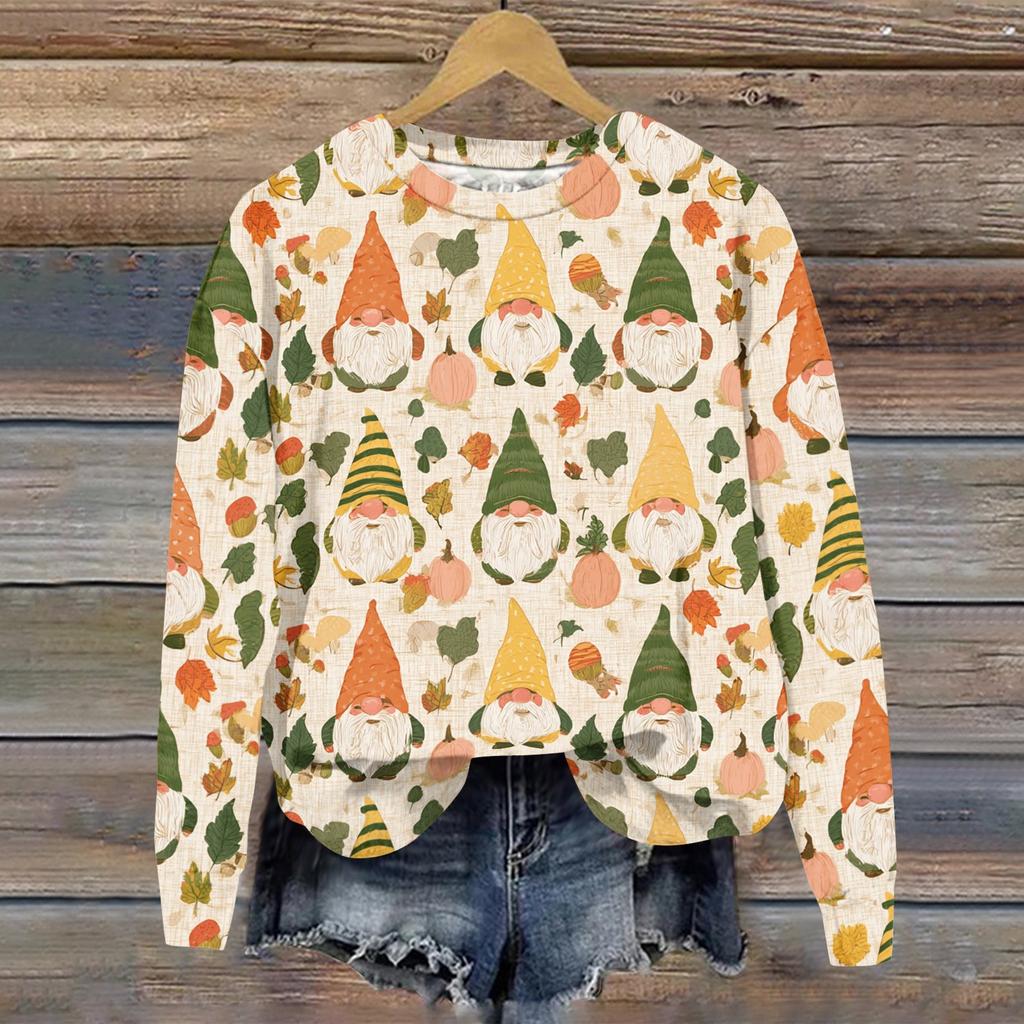 Women's Casual Long Sleeve Christmas Print Neck Pullover Sweatshirt