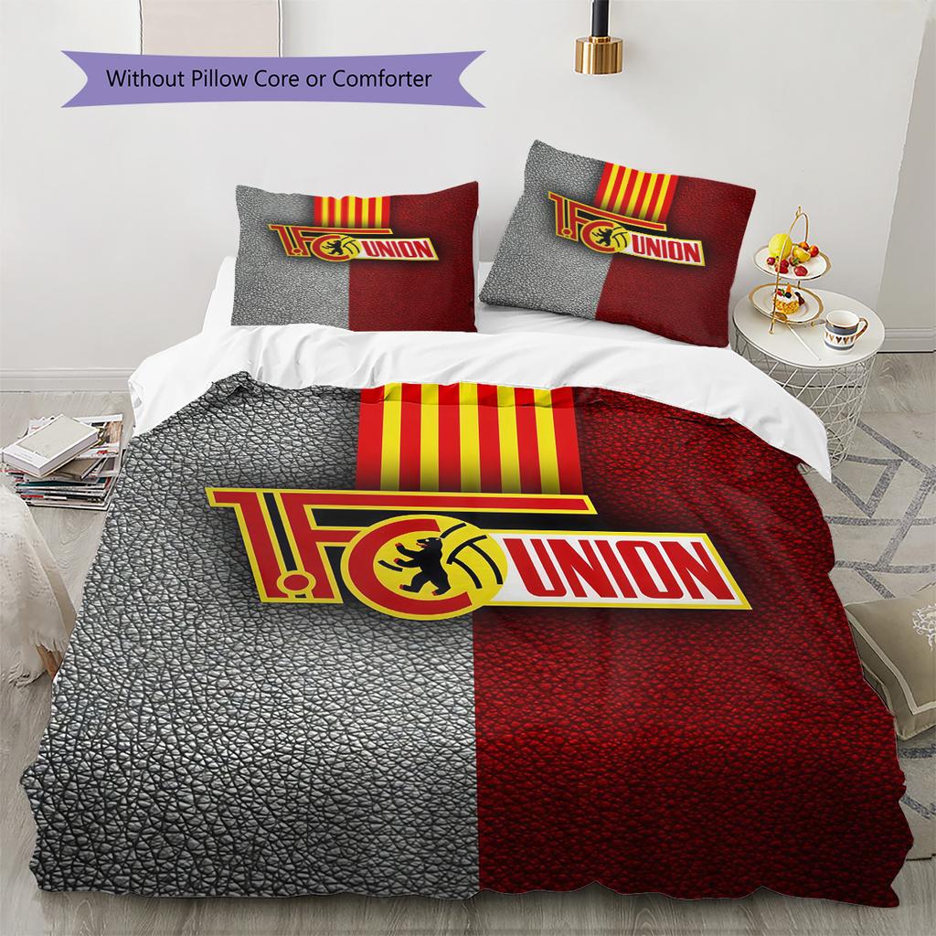 1. FC Union Berlin Muster Bettwäsche Bettdecken-Set Heimdekoration Geschenk (1 Bettbezug + 2 Kissenbezüge (ohne Füllung)).xwn