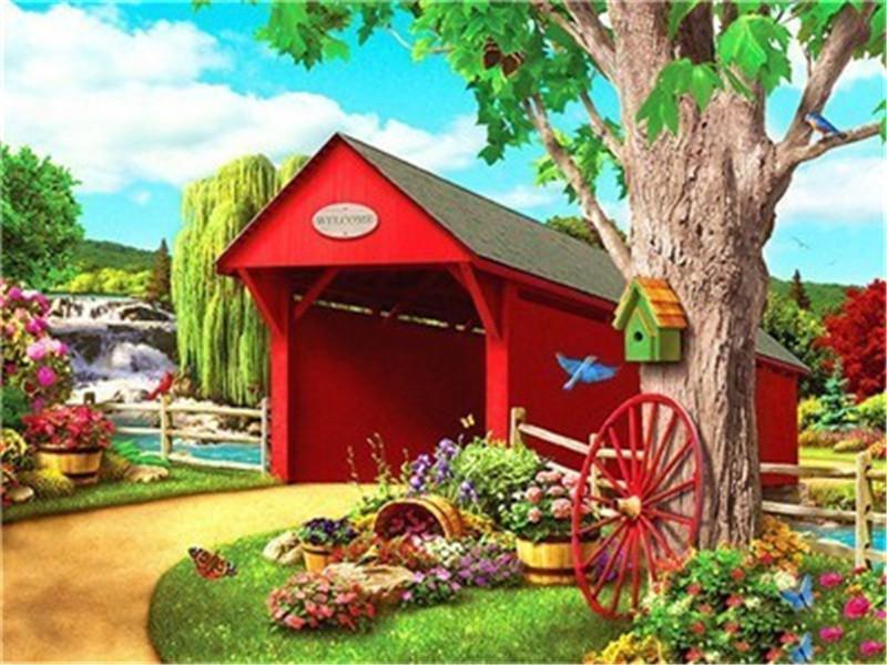 Seturi de pictură cu diamante, peisaj, strasuri, broderie cu diamante 5D, cu punct de cruce, mozaic, artizanat cu punct de cruce